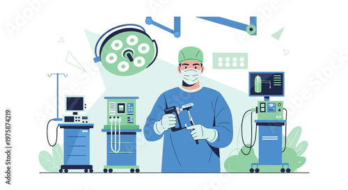 Surgeon with Medical Equipment in Operating Room