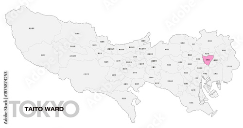 [日本地図] 東京都台東区の市区町村名入り位置地図