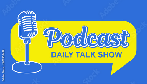 podcast logo text live talk show yellow blue typography editable text effect font style template design