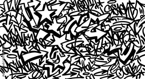 Urban Graffiti Tag Pattern with Abstract Street Art Elements for Streetwear and Modern Branding
