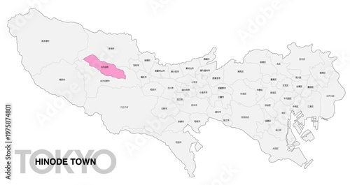 [日本地図] 東京都日の出町の市区町村名入り位置地図