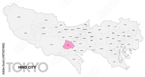 [日本地図] 東京都日野市の市区町村名入り位置地図 