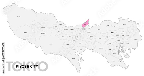 [日本地図] 東京都清瀬市の市区町村名入り位置地図 