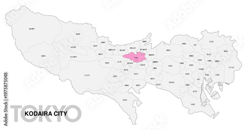 [日本地図] 東京都小平市の市区町村名入り位置地図 