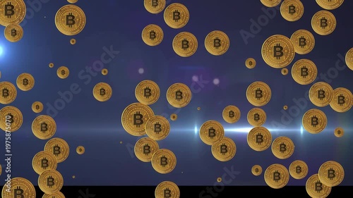 Animation of bitcoins over light spots