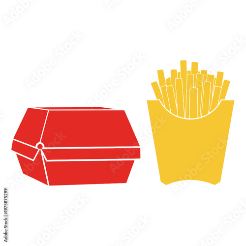 Fast Food Meal: Burger Box and French Fries Icon