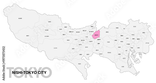 [日本地図] 東京都西東京市の市区町村名入り位置地図