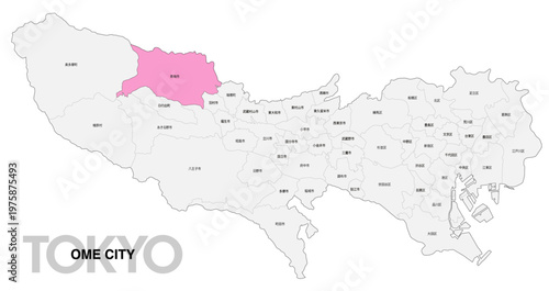 [日本地図] 東京都青梅市の市区町村名入り位置地図 