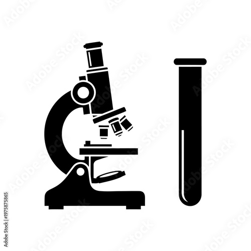 Microscope and Test Tube Icon: Science and Research Symbol