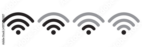 Wireless Signal Broadcast Icons Vector. Wi-Fi Network Signal Waves Symbol on white Background.