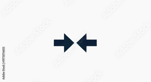 Obraz na płótnie Minimalist black arrows pointing inward, flat vector icon of two horizontal arro
