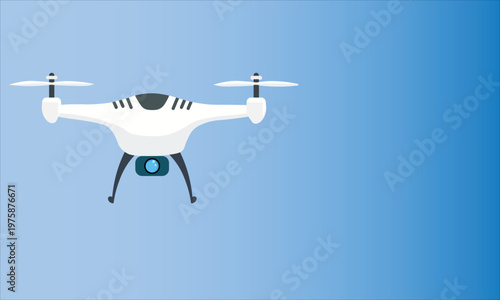 Modern quadcopter drone banner for technology and logistics concept, vector illustration.