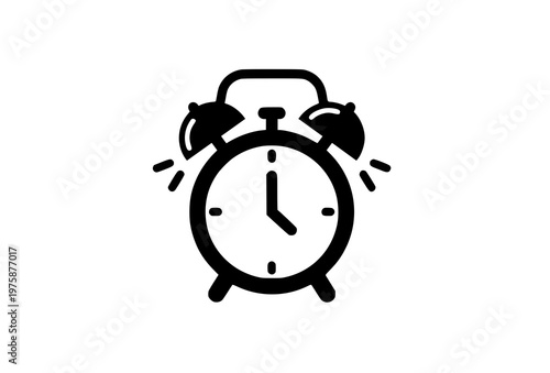 Alarm clock ringing glyph icon vector for wake up reminder concept isolated on white background