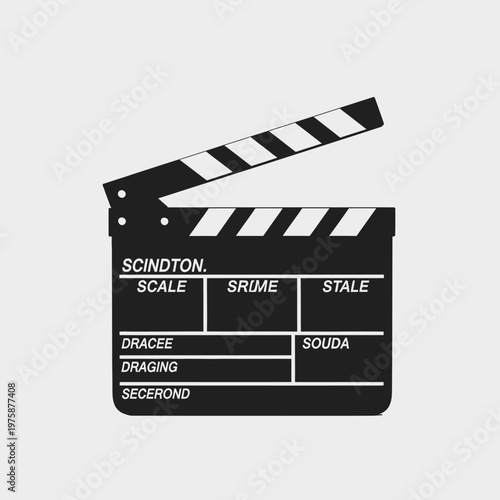 Vintage Film Clapperboard, Movie Production Slate, Cinema Equipment, Black and White