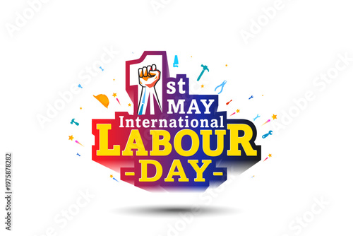 Promotional concept: Happy Labour Day 3d logo unit design. Worker’s empowerment and safety awareness.