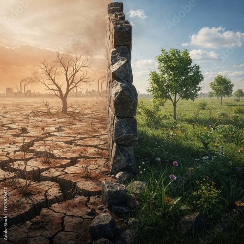 climate change, environmental disaster, contrast