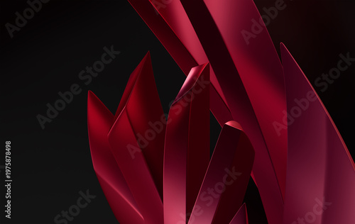Futuristic Crimson Facets with Dark Lighting