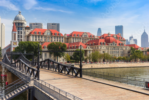 Wallpaper Mural Historic Jintang bridge and European style buildings in Tianjin, China Torontodigital.ca