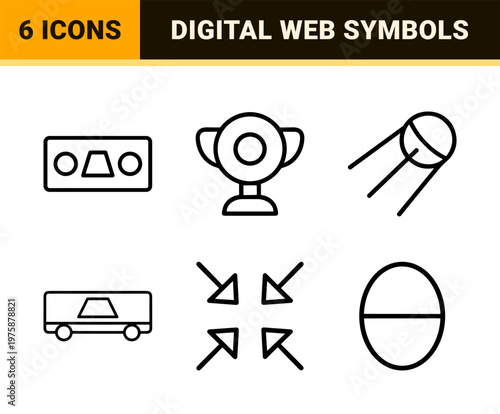 Minimalist user interface thin line icons set for web design