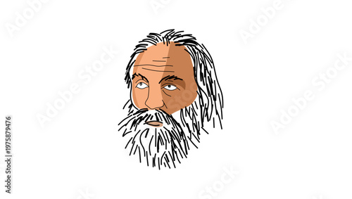Walt Whitman portrait, flat vector illustration