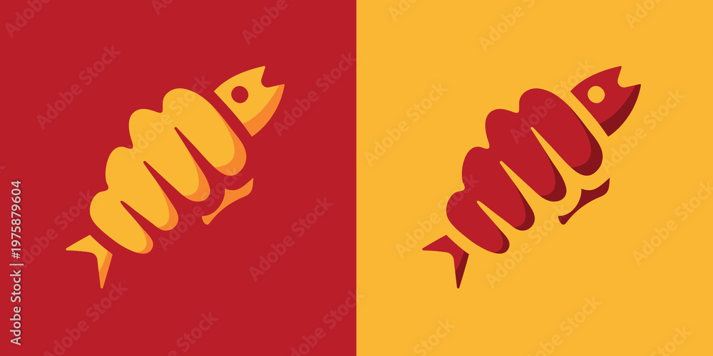 Obraz premium Fish and Fist Vector Logo Image