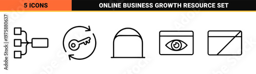 SEO and digital marketing line icons set for web design and analytics