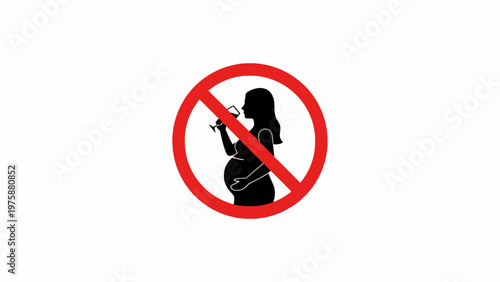 No Alcohol During Pregnancy Warning Sign Icon on White Background