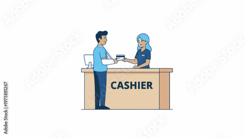 Patient with broken arm paying hospital bill at cashier desk