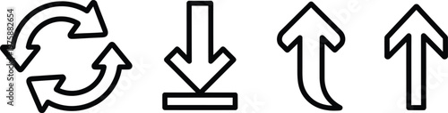 Bild auf Leinwand Upload download and refresh icons in outline and flat style, file transfer and r