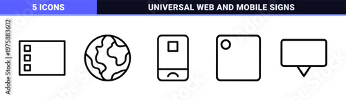 Minimalist outline user interface and web navigation icon set