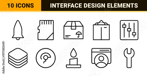 Minimalist UI and web navigation line icon set on grid
