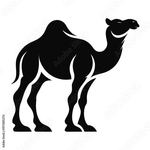 Desert Camel Silhouette, Simple Centered Coloring Page