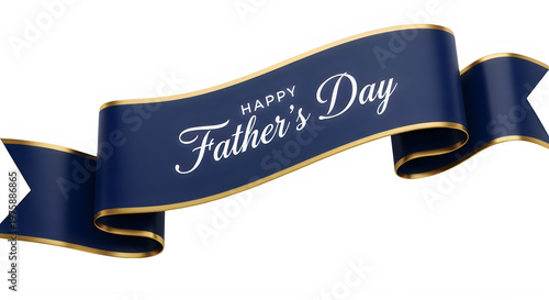 Happy father's day elegant navy blue ribbon banner for celebrating dad and fatherhood with love