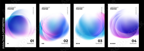 Abstract posters collection. Color gradient round shapes. Blurred spheres. Soft colored circles for creative graphic design. Vector illustration.	