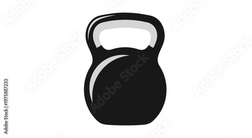 Black kettlebell isolated on white background for exercise and fitness