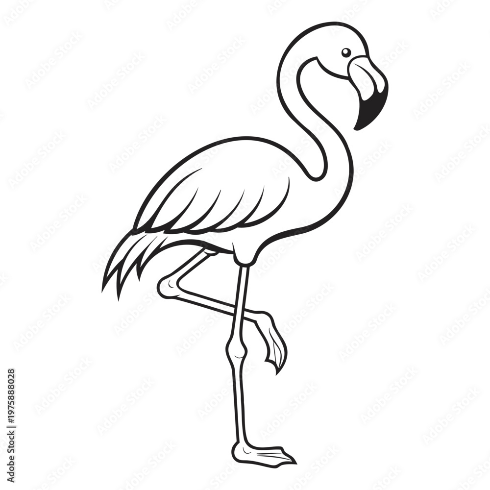 Naklejka premium Flamingo Coloring Page Standing Gracefully on One Leg