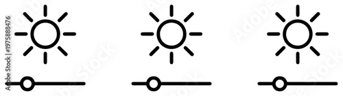 brightness control sun icon set