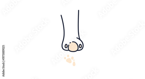 Minimalist line art illustration of a cute cat paw reaching down with a small paw print below it on a white background.
