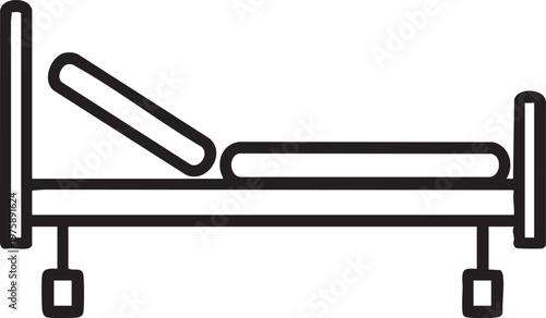 An illustration shows a bed with a raised headboard and wheels underneath.