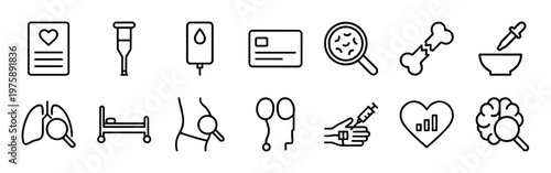 Healthcare and medical thin line icon set in minimalist style
