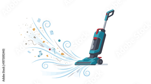 Powerful Vacuum Cleaner Suction Cleaning Concept Flat Vector