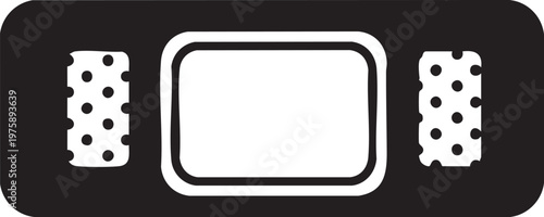 A graphic illustration of a rectangular object with two cylindrical objects on either side.