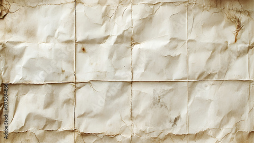 Old stained vintage crumpled paper texture or background. Sheet of faded condition grunge old paper.