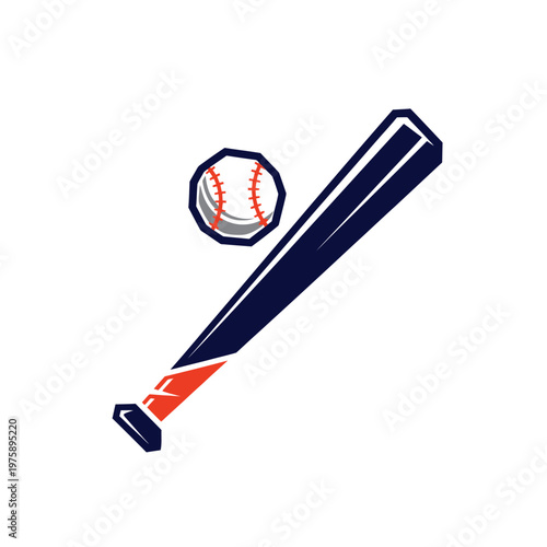 Baseball Bat and Ball Illustration.