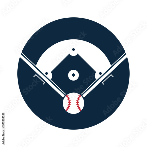 Baseball Field Diamond and Ball Graphic Design.