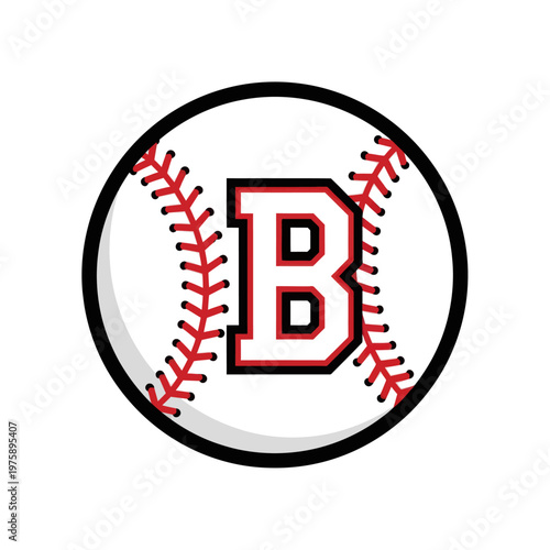 Baseball with letter B logo illustration.