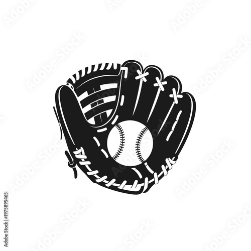 Baseball Glove and Ball Silhouette Graphic Design.