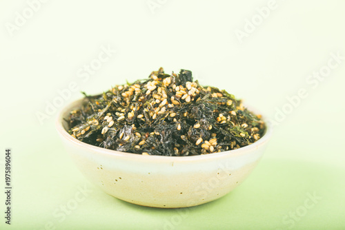 A bowl of dried seaweed,