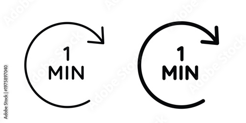 1 minute icon. glyph solid icons collection. Line icons