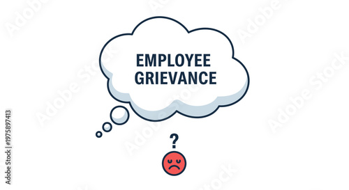 Employee Grievance Thought Bubble and Sad Icon Illustration.